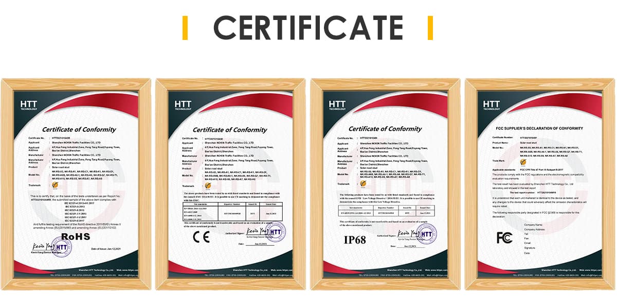 motorway road studs certificates